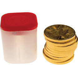 Canadian Gold Maple Leaf with coin storage tubes